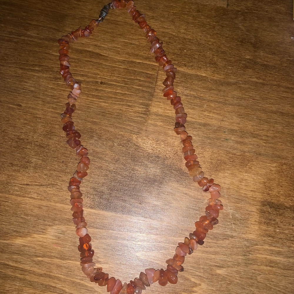 Elegant Orange Brown Stone Necklace